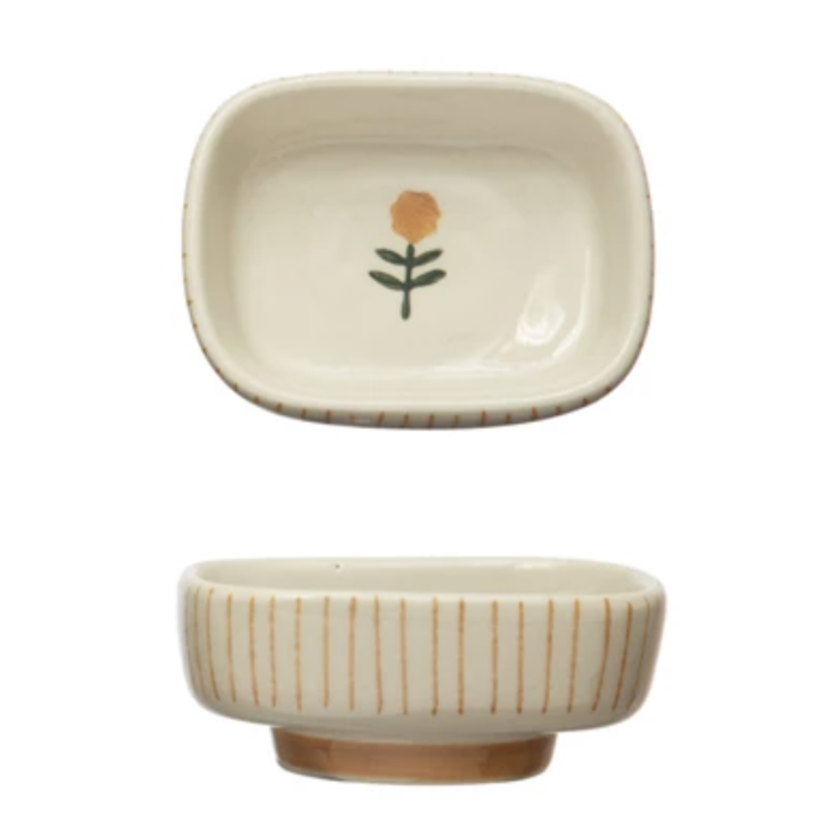 m. lynne designs stripes & flowers trinket dish