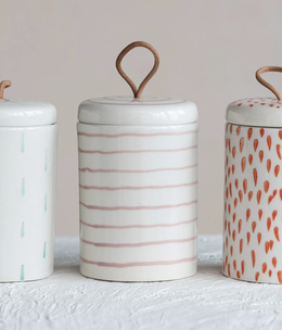 available at m. lynne designs Canister with Lid & Leather Pull