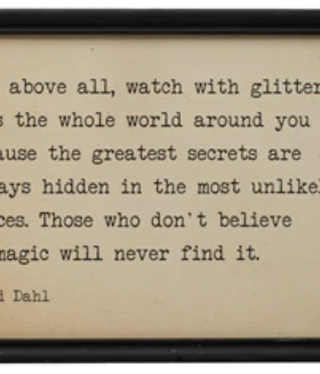 available at m. lynne designs Roald Dahl Framed Quote