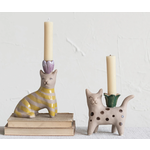 m. lynne designs stoneware cat taper holder