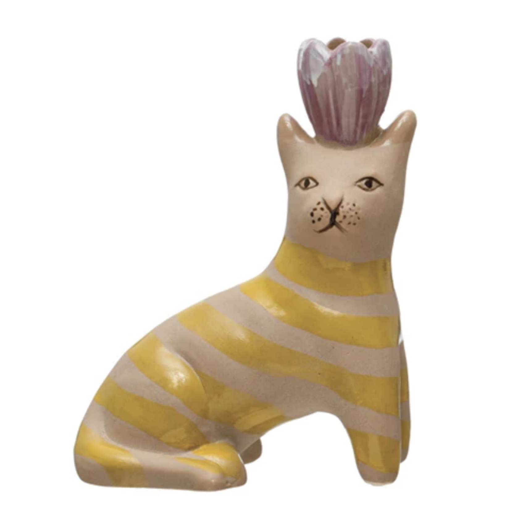 m. lynne designs stoneware cat taper holder