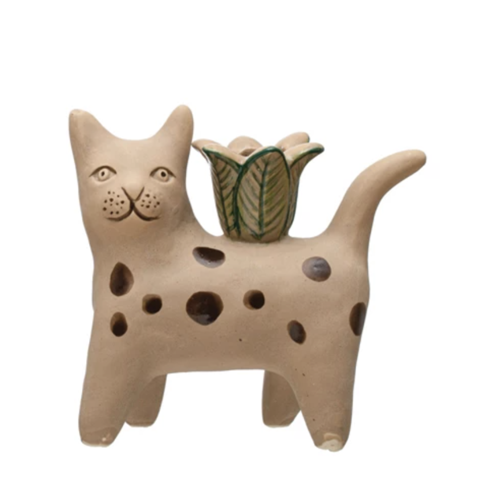m. lynne designs stoneware cat taper holder