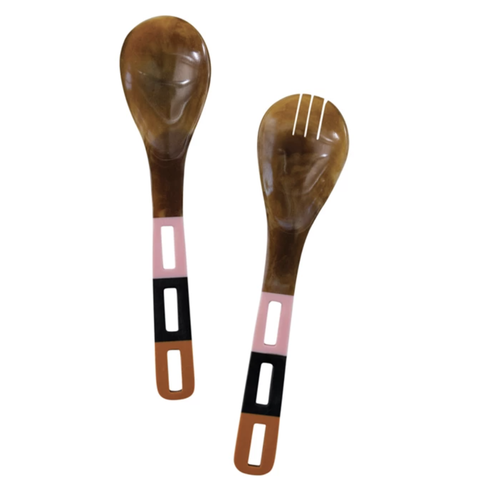 m. lynne designs pink multi resin salad servers