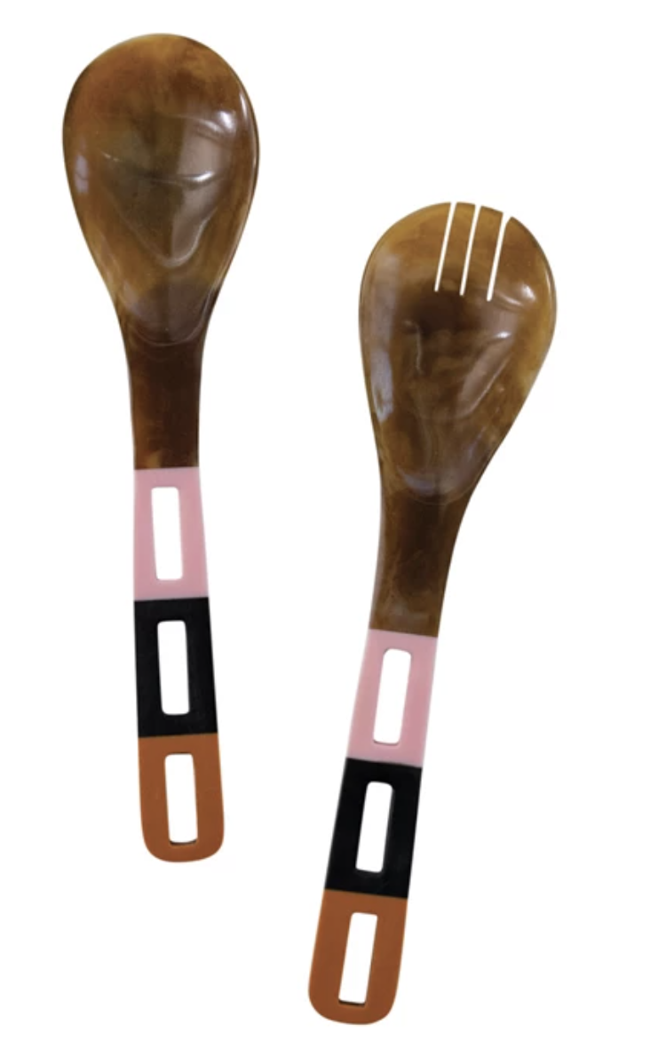 available at m. lynne designs Pink Multi Resin Salad Servers