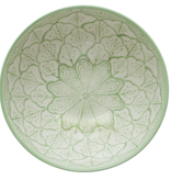 Green Handpainted Bowl with Flower Pattern