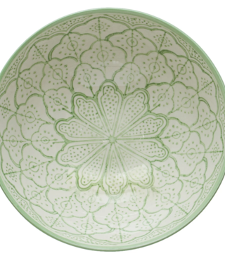 available at m. lynne designs Green Handpainted Bowl with Flower Pattern