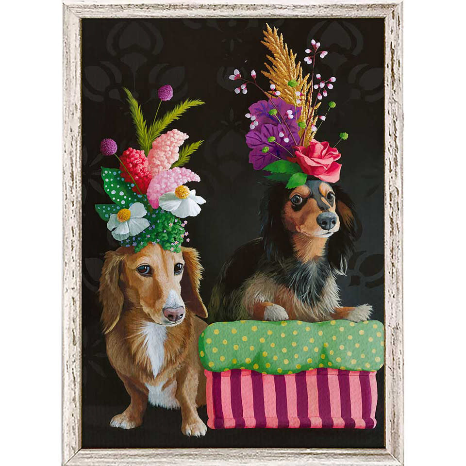 available at m. lynne designs doggie divas framed canvas