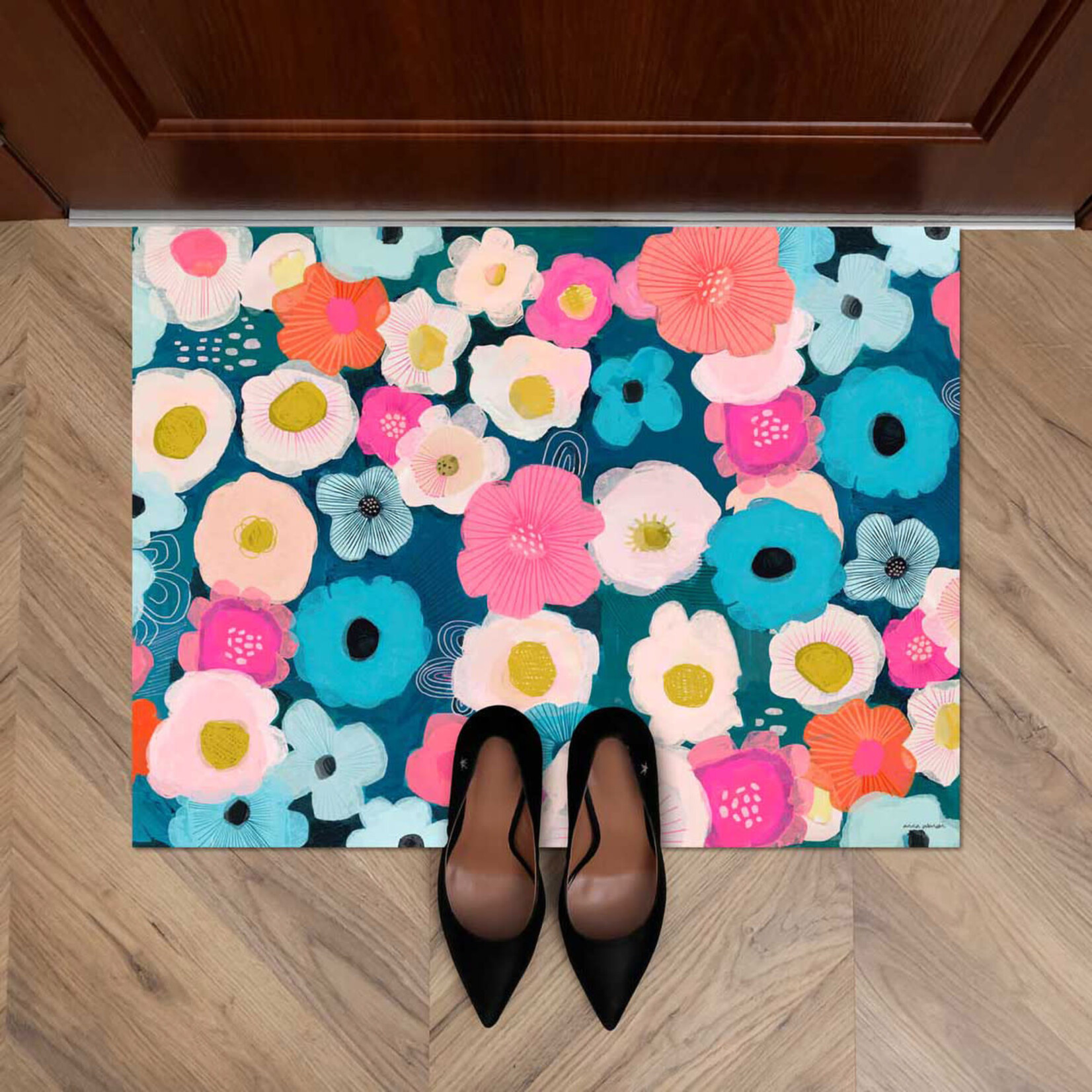 m. lynne designs floral time floorcloth