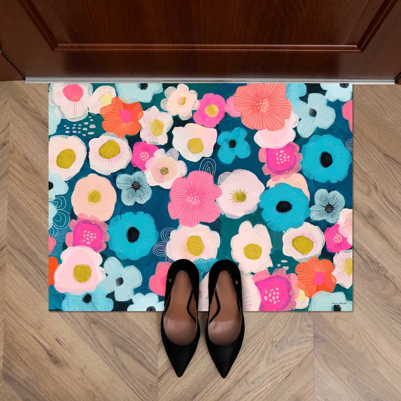 available at m. lynne designs Floral Time Floorcloth