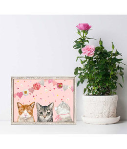 available at m. lynne designs Valentine Cat Trio Framed Canvas