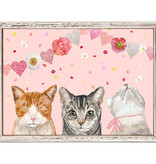 Valentine Cat Trio Framed Canvas