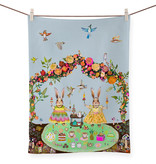 available at m. lynne designs Bunny Tea Party Tea Towel