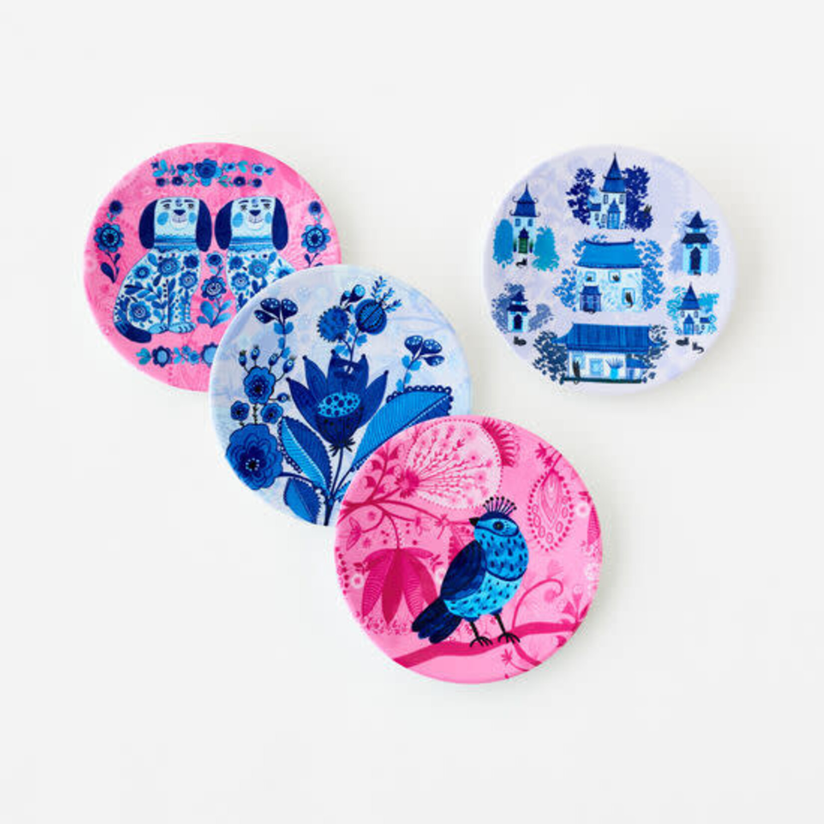 m. lynne designs blue, white & pink melamine trinket dish