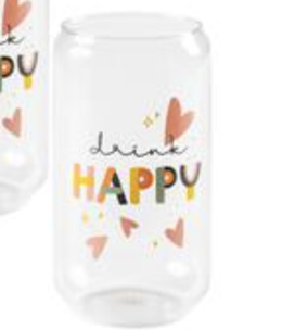 available at m. lynne designs Drink Happy Beer Can Glass