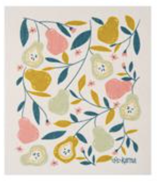 available at m. lynne designs Multi Pears Swedish Dishcloth
