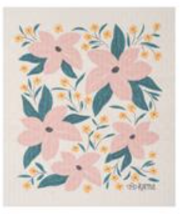 available at m. lynne designs Pink Floral Swedish Dishcloth