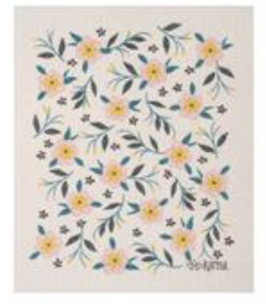 available at m. lynne designs Multi Mini Florals Swedish Dishcloth