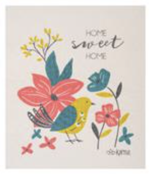 available at m. lynne designs Bird Home Sweet Home Swedish Dishcloth