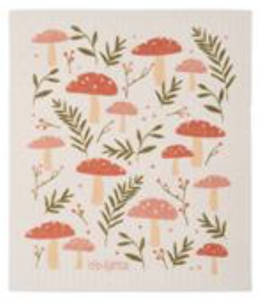 available at m. lynne designs Mushroom Mini Pink Swedish Dishcloth