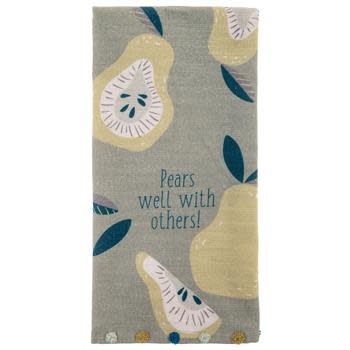 available at m. lynne designs Pears Well Tea Towel
