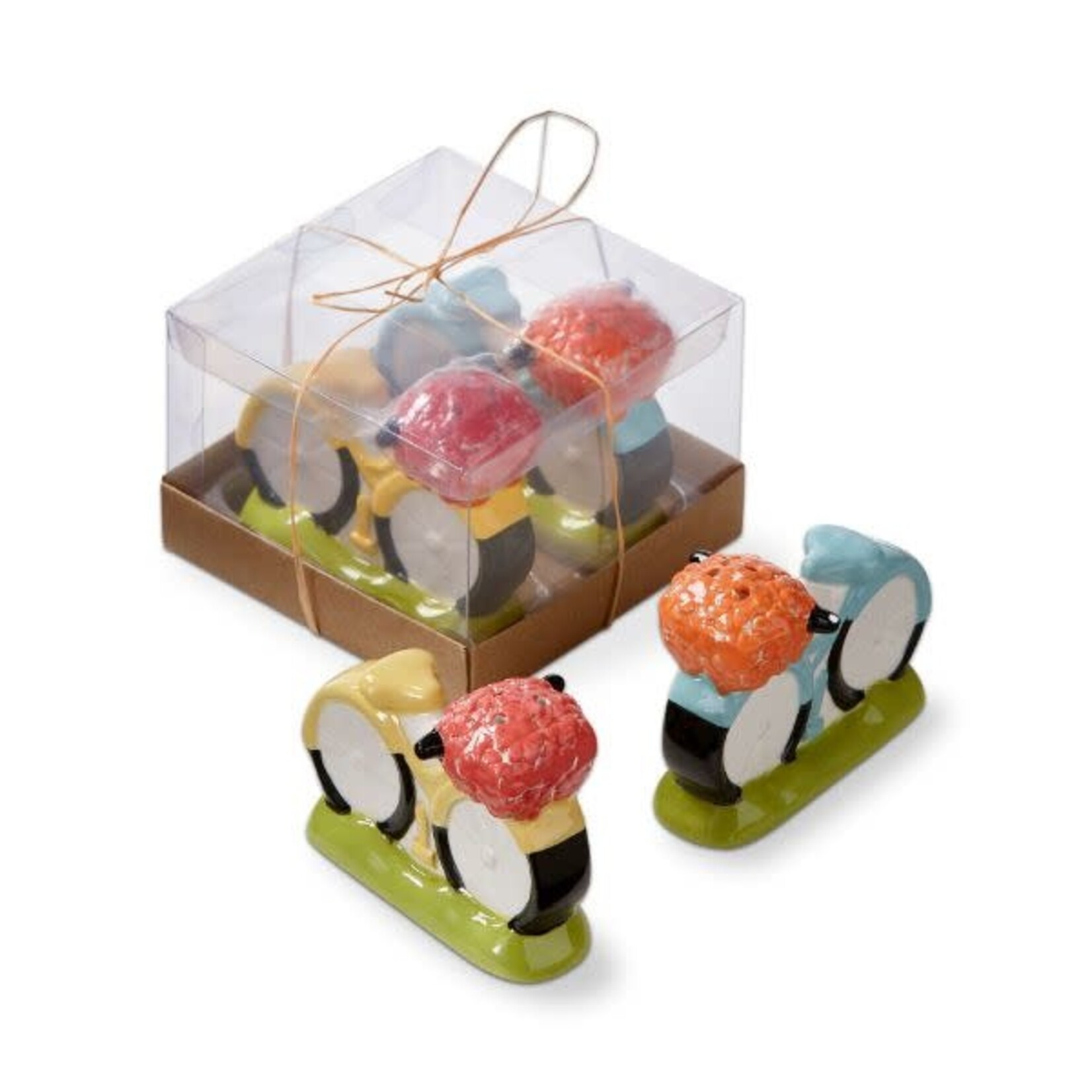 m. lynne designs flower basket bike salt & pepper set