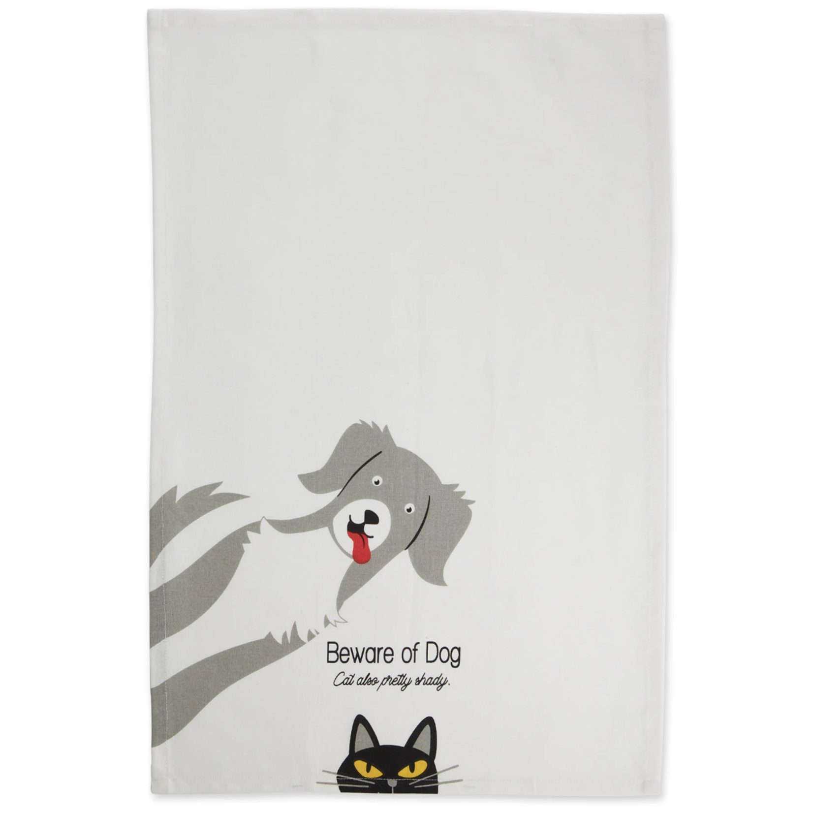 m. lynne designs beware of dog & cat tea towel