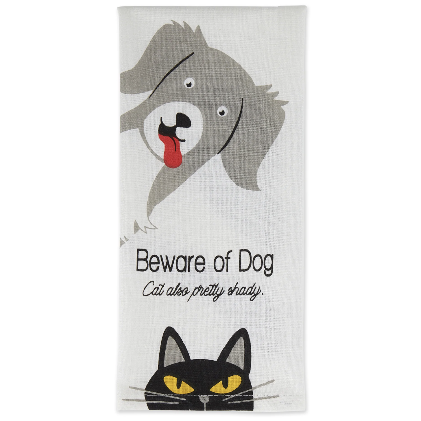 m. lynne designs beware of dog & cat tea towel