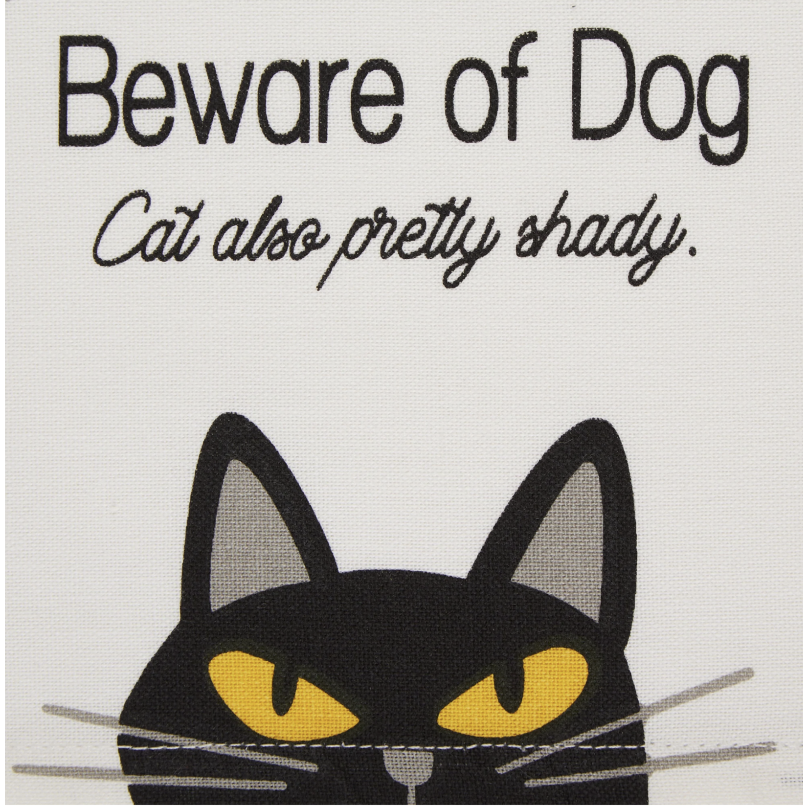 m. lynne designs beware of dog & cat tea towel