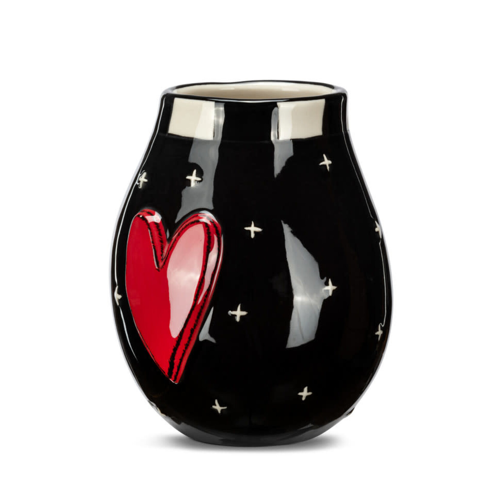 m. lynne designs red and black heart mini vase