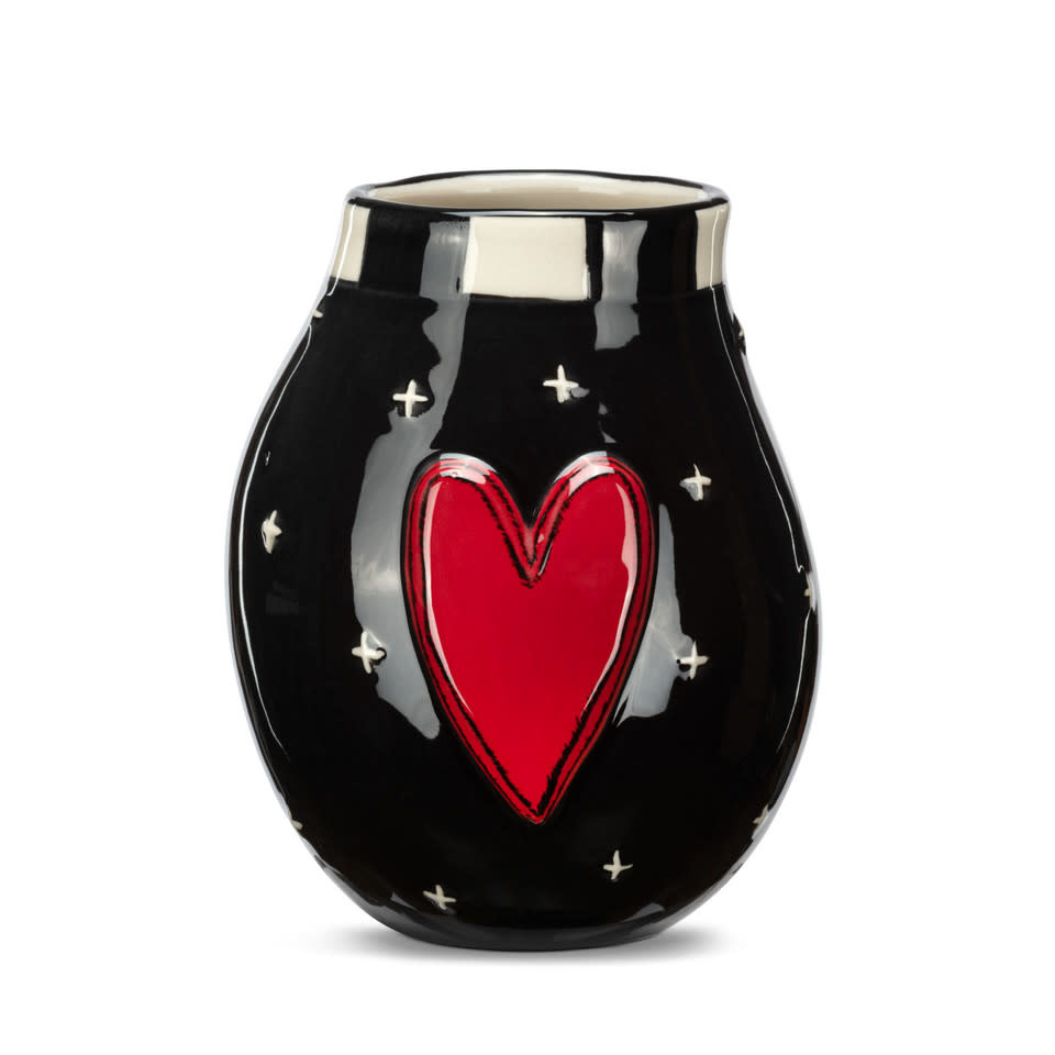 available at m. lynne designs Red and Black Heart Mini Vase