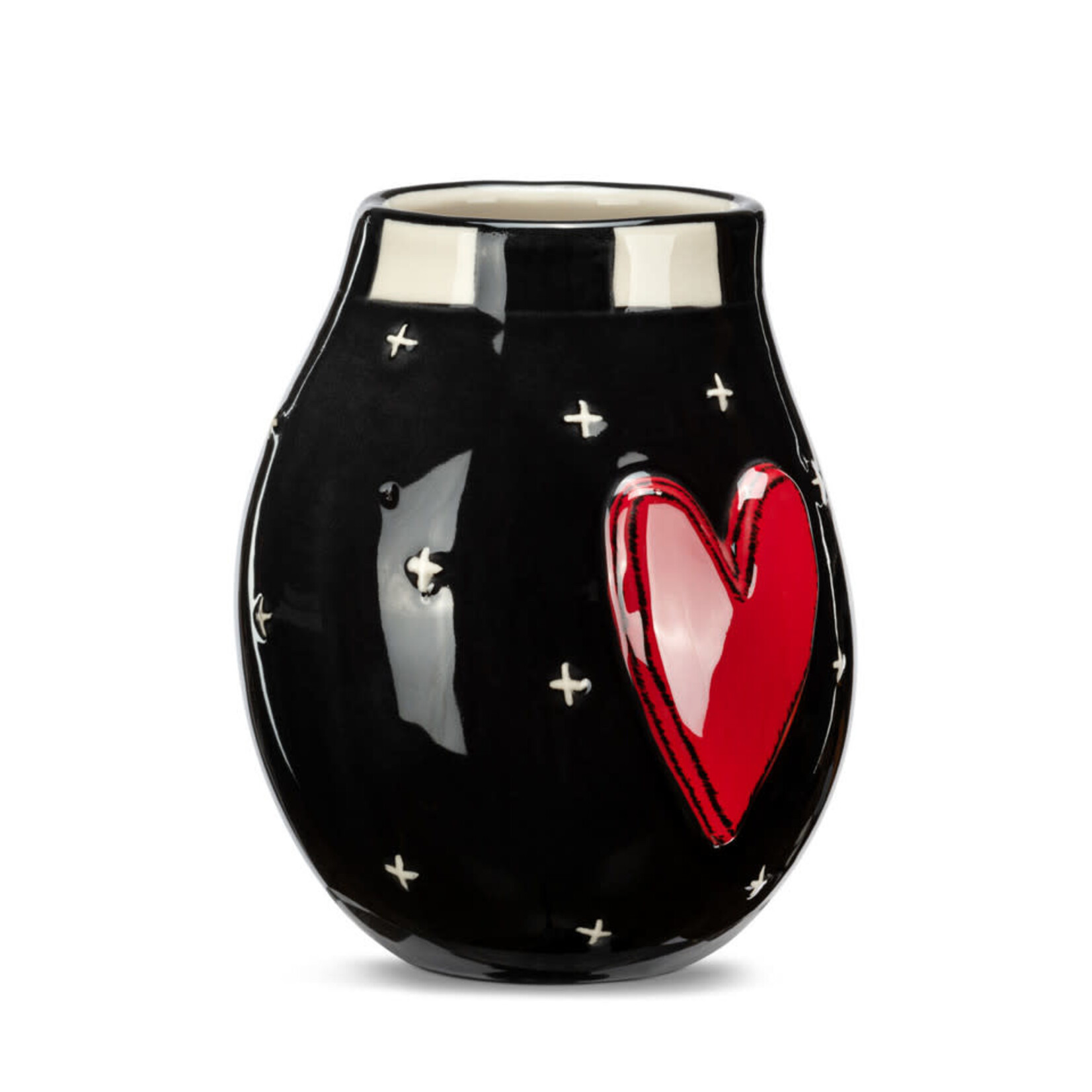 m. lynne designs red and black heart mini vase