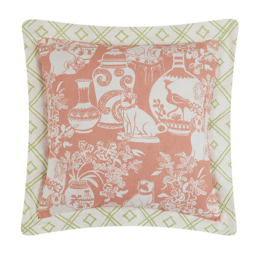 available at m. lynne designs Dog Vase Rose Printed Pillow