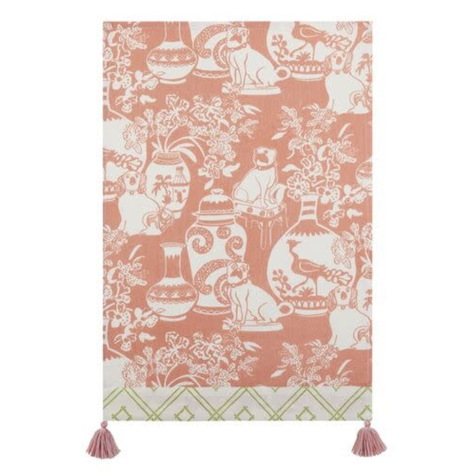 m. lynne designs dog vase rose tea towel