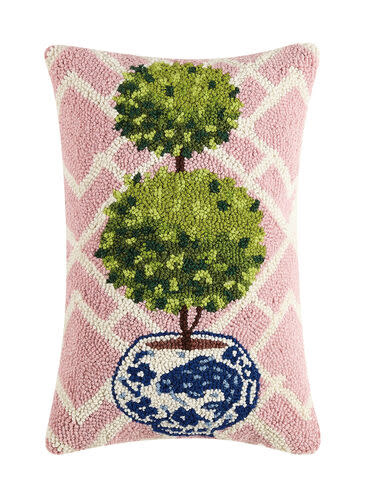 available at m. lynne designs Pink Ball Topiary Pillow