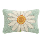 m. lynne designs white daisy on blue pillow