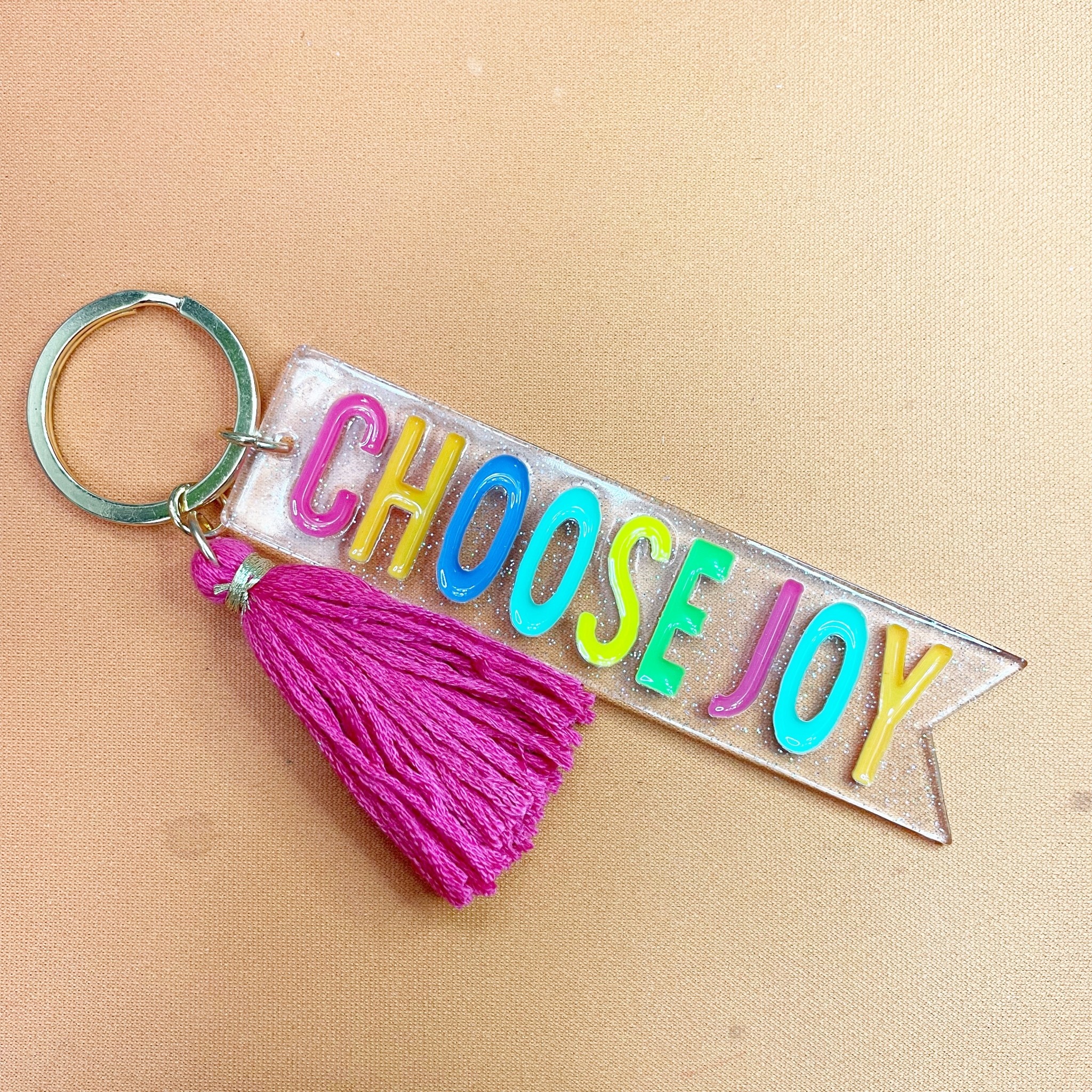 available at m. lynne designs Choose Joy Keychain