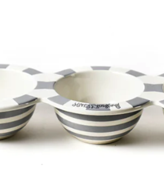 happy everything stone stripe trio bowl