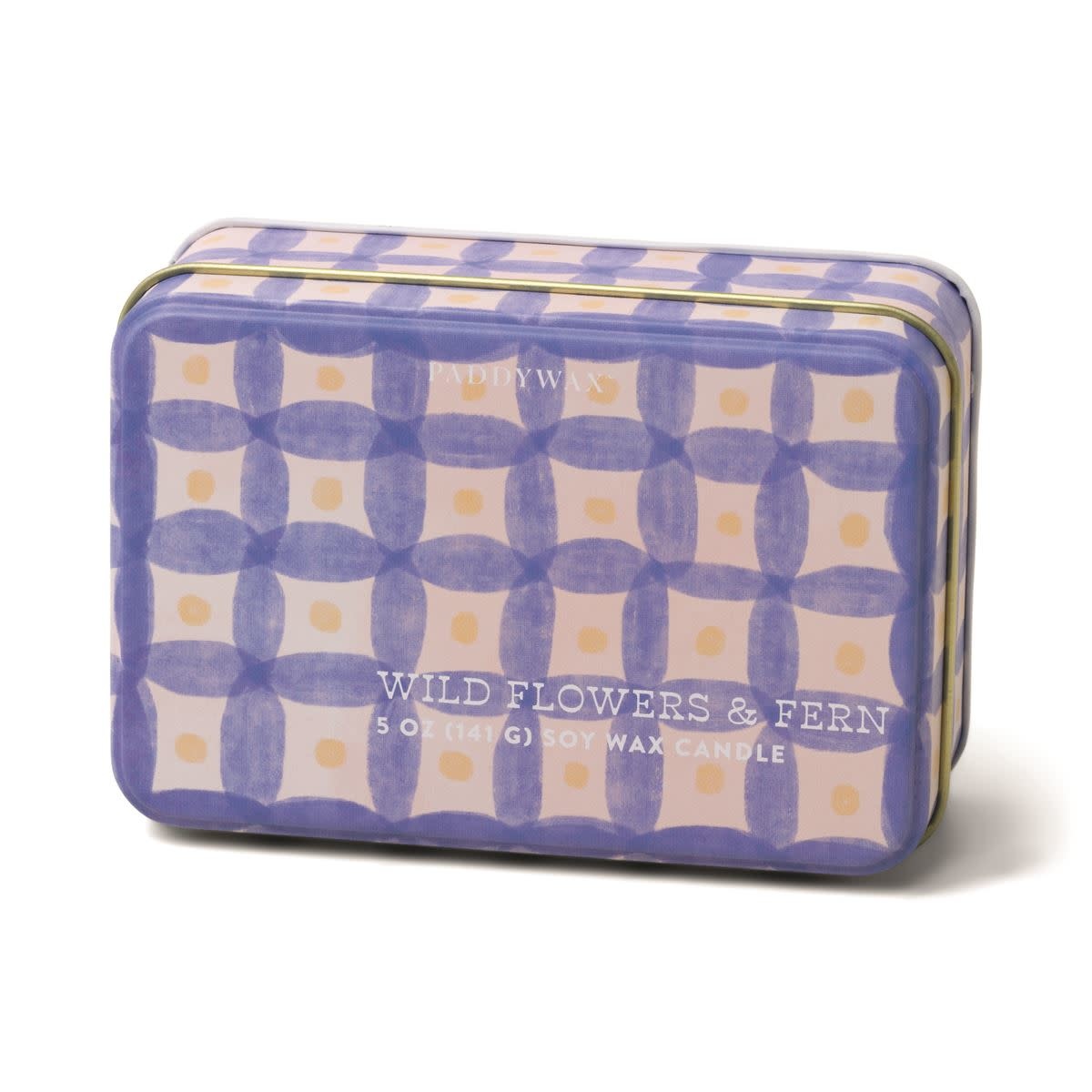 paddywax Purple Plaid Everyday Candle Tin, Wildflowers & Fern