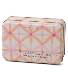 paddywax Pink Flower Everyday Tin Candle, Cactus Flower & Aloe