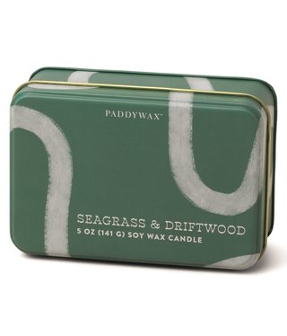 paddywax Dark Green Everyday Candle Tin, Seagrass & Driftwood
