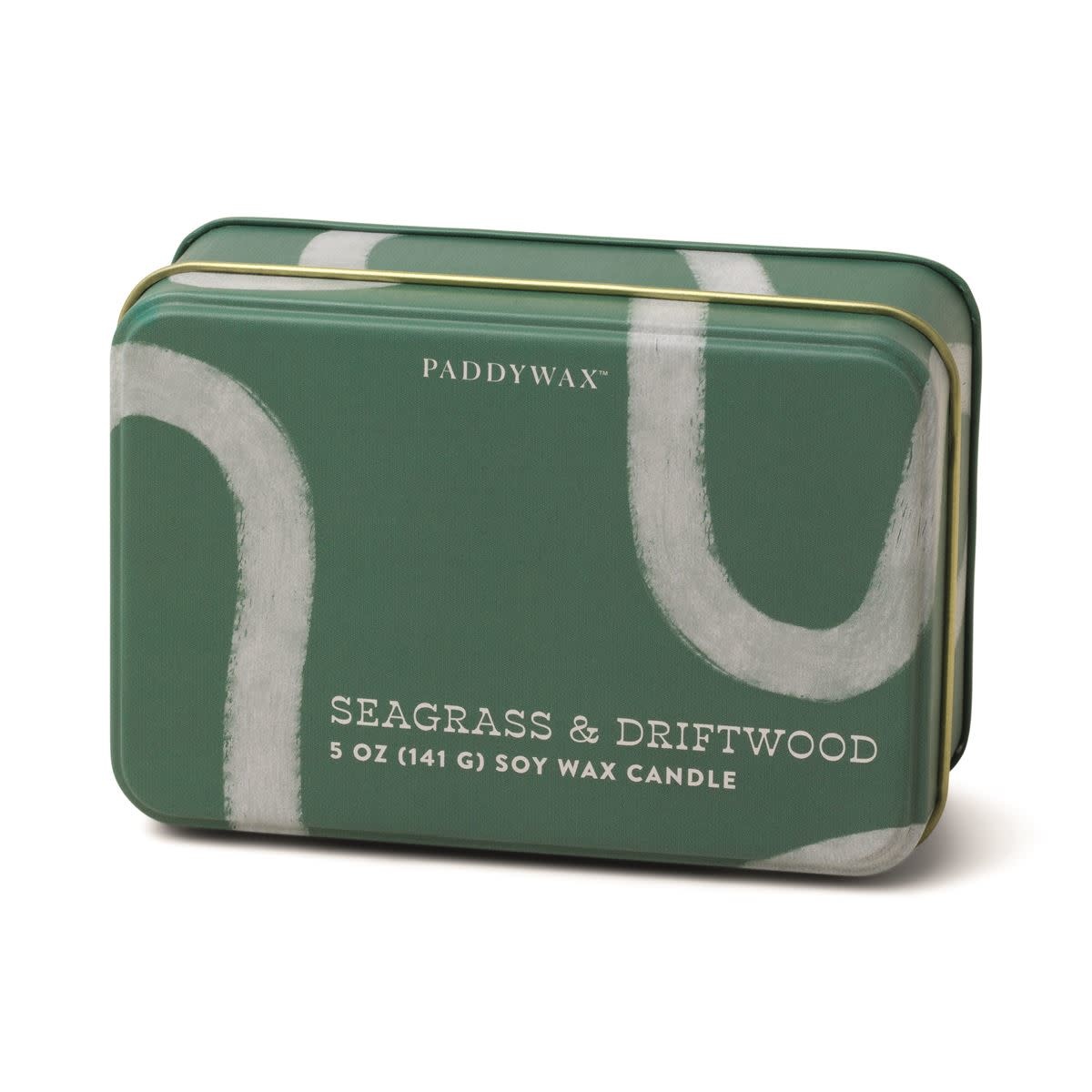 paddywax Dark Green Everyday Candle Tin, Seagrass & Driftwood