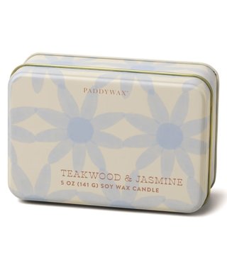 paddywax ivory & blue everyday tin candle, teakwood & jasmine