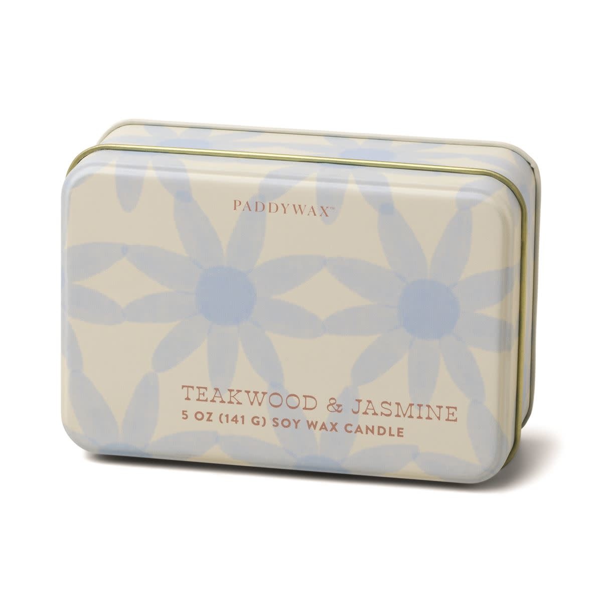 paddywax Ivory & Blue Everyday Candle Tin, Teakwood & Jasmine