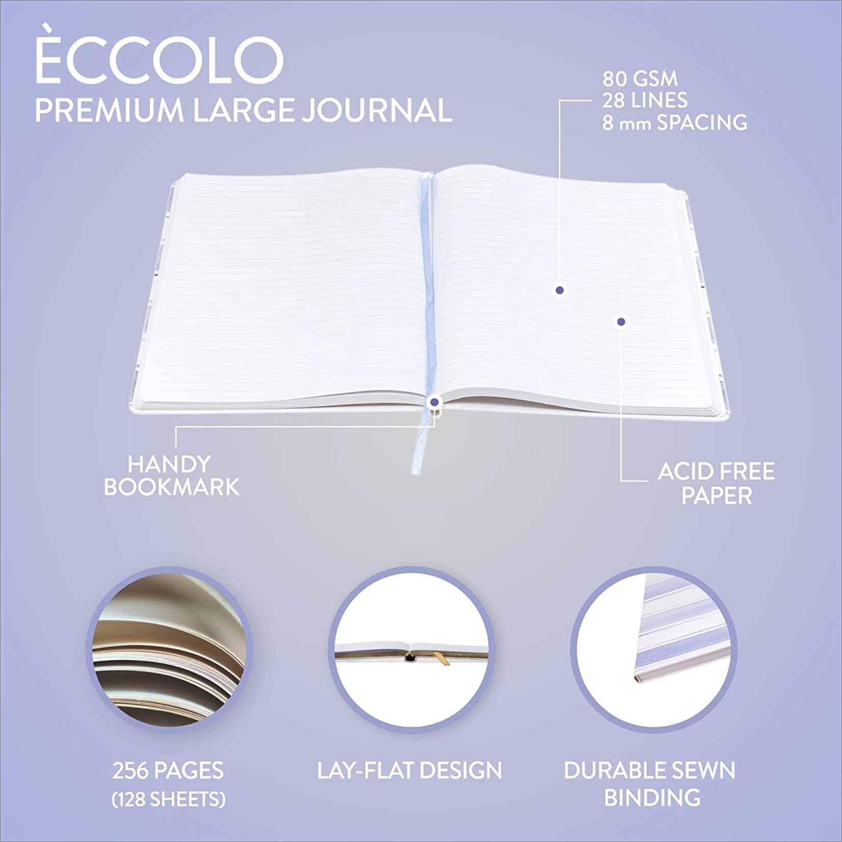 m. lynne designs pale blue wide stripe notebook