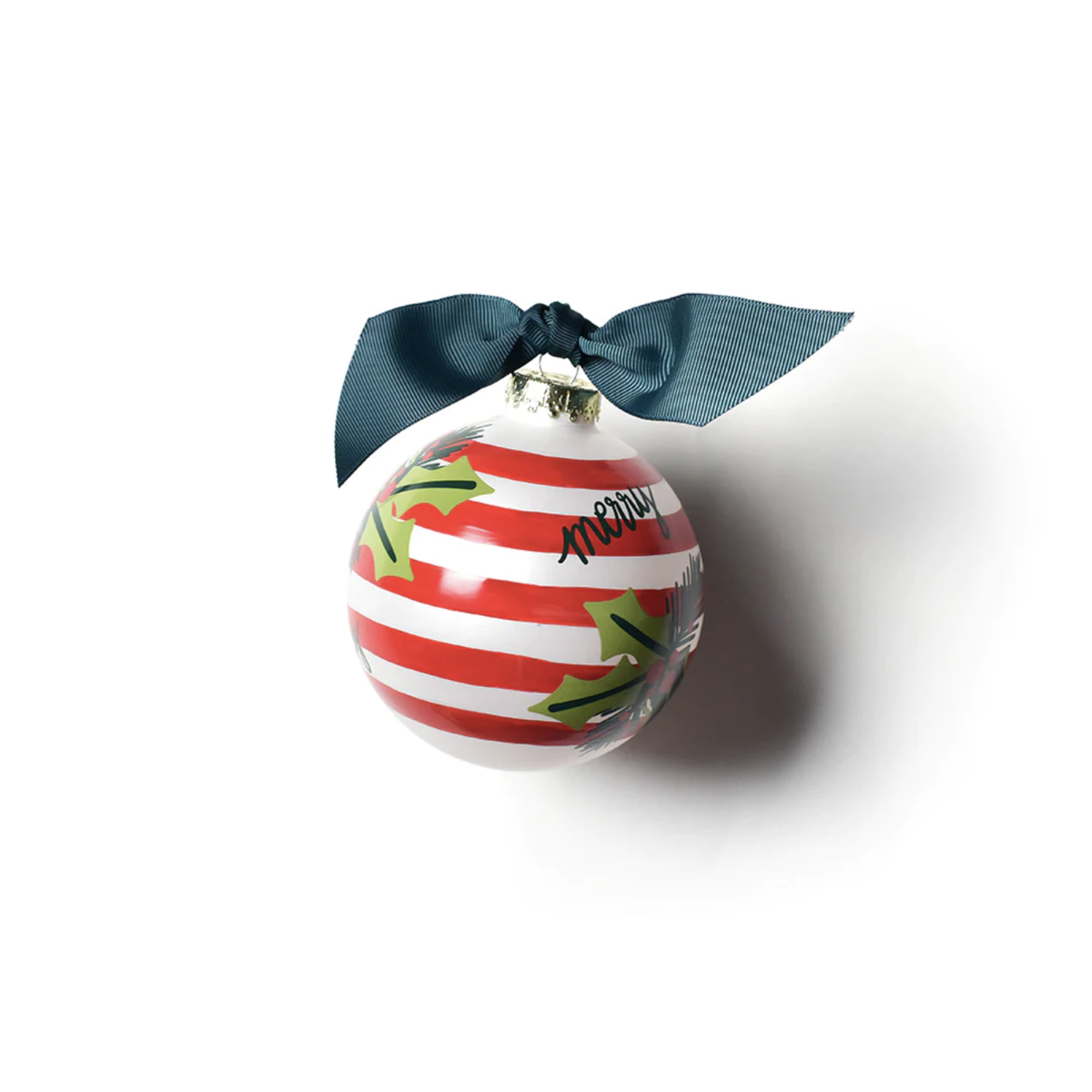 coton colors holly stripe glass ornament