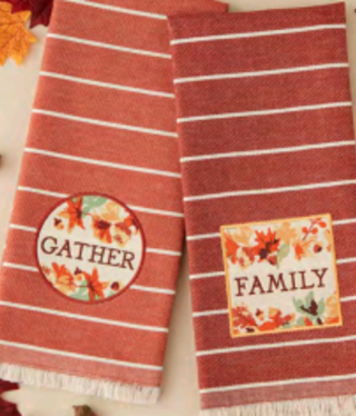 available at m. lynne designs gather family embellishment tea towel