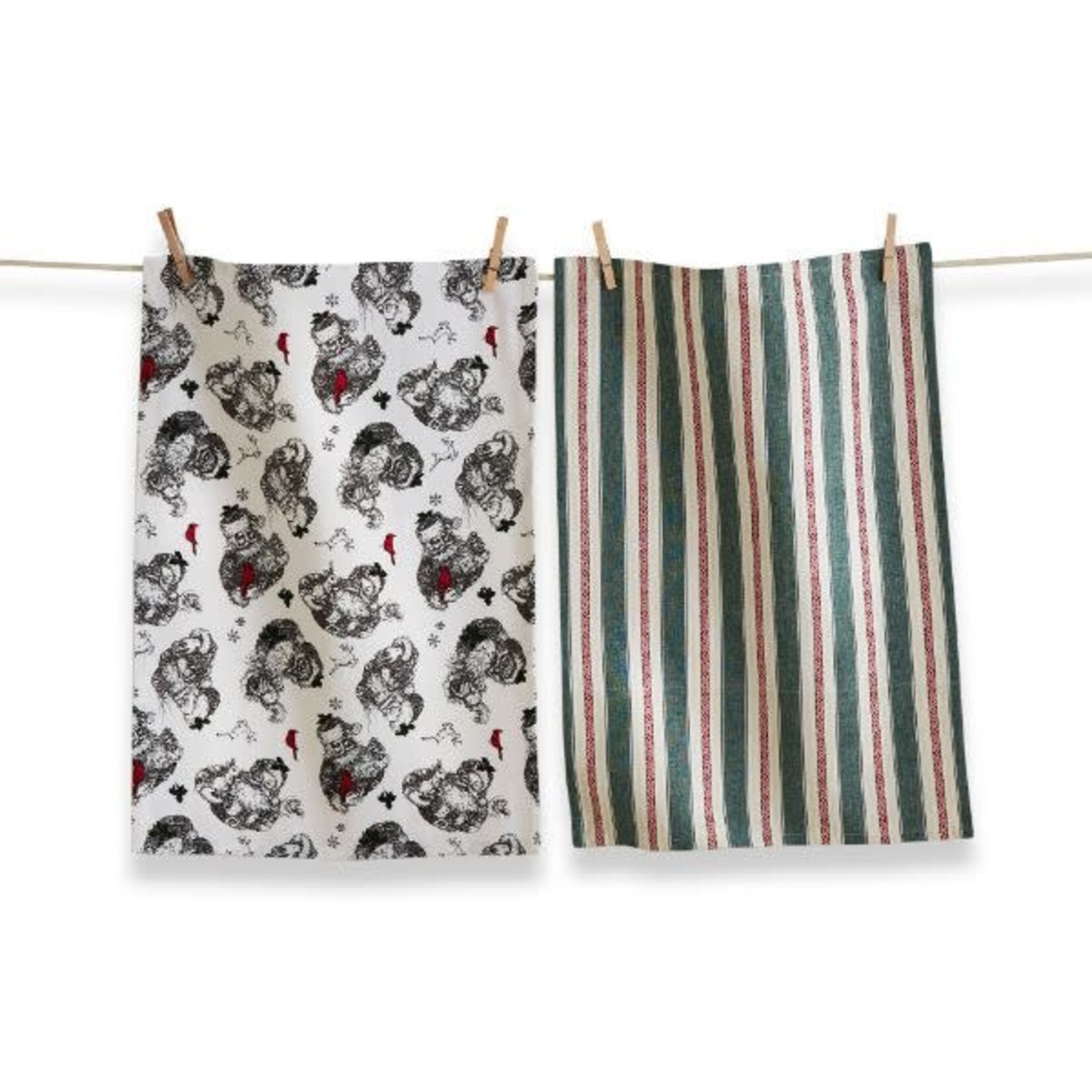 m. lynne designs farmhouse santa tea towel, set of two