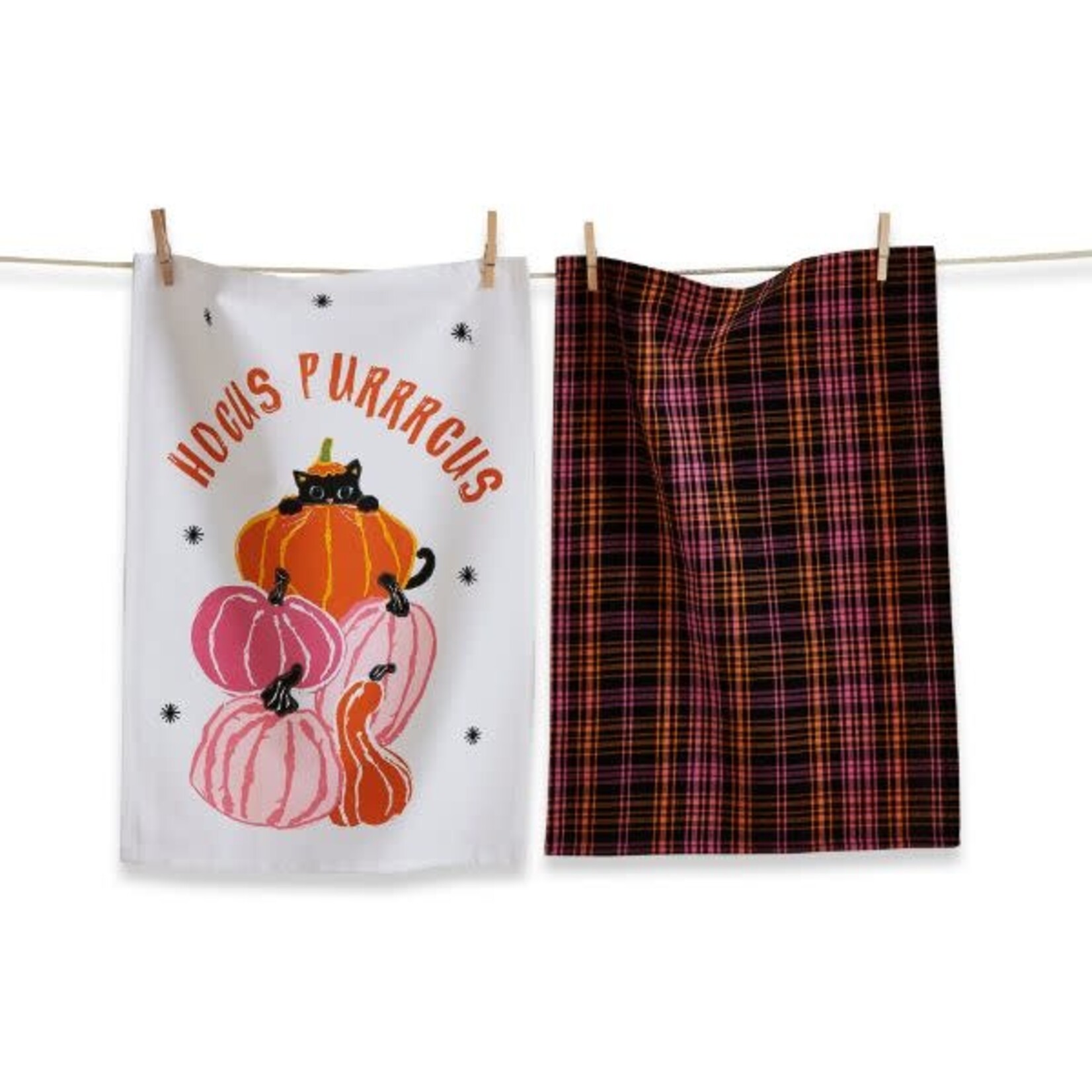 m. lynne designs hocus purrcus cat tea towels, set of two