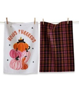 available at m. lynne designs hocus purrcus cat tea towels, set of two