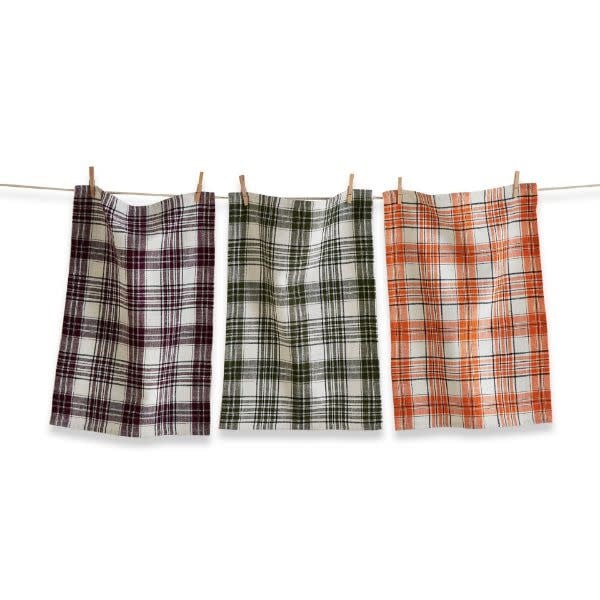 available at m. lynne designs autumn plaid set of three tea towels